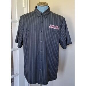 Harley Davidson Motors Men's Embroidered Short Sleeve Button Up Shirt Sz XL Vent